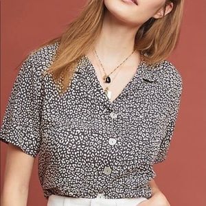 Anthropologie Beachgold leopard top